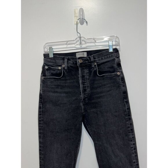 Agolde Riley Crop Black  Ash Jeans Women Size 26 - Picture 3 of 12
